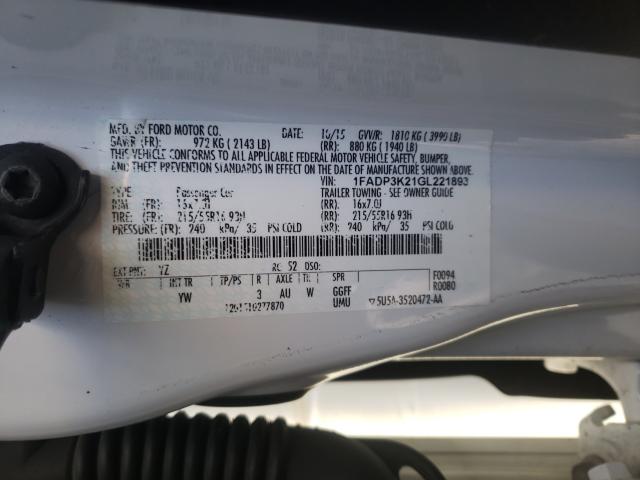 2016 FORD FOCUS 1FADP3K21GL221893