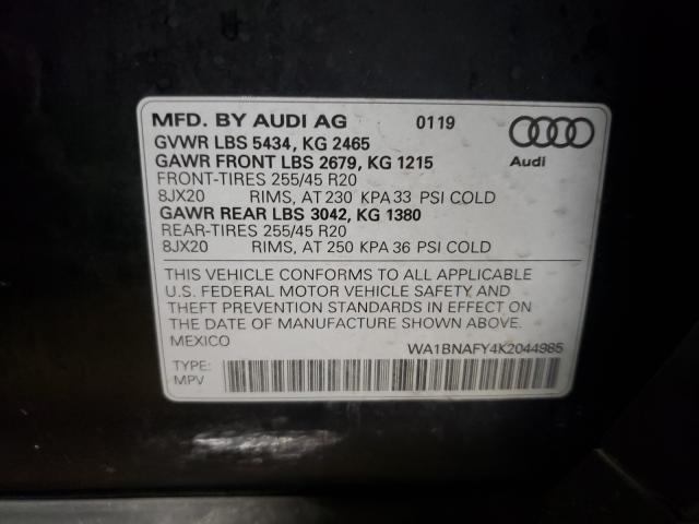 2019 AUDI Q5 PREMIUM WA1BNAFY4K2044985
