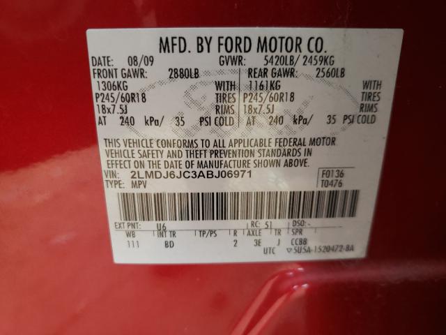 2010 LINCOLN MKX 2LMDJ6JC3ABJ06971