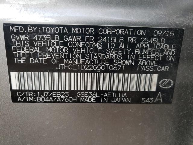 2016 LEXUS IS 350 JTHCE1D22G5010671