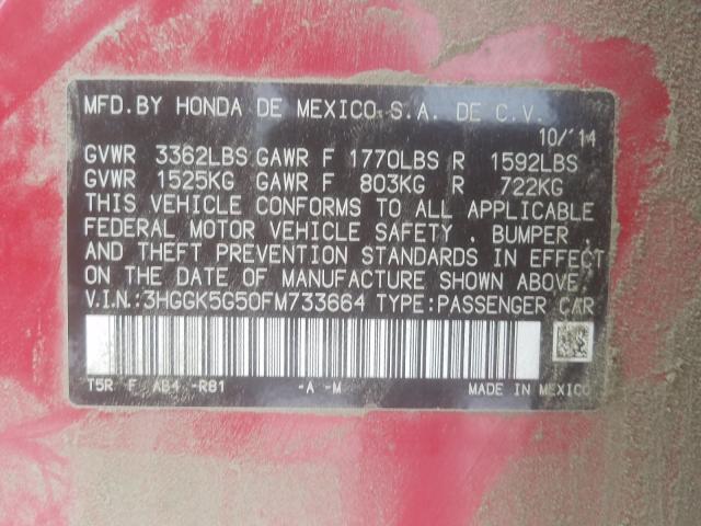 2015 HONDA FIT LX 3HGGK5G50FM733664