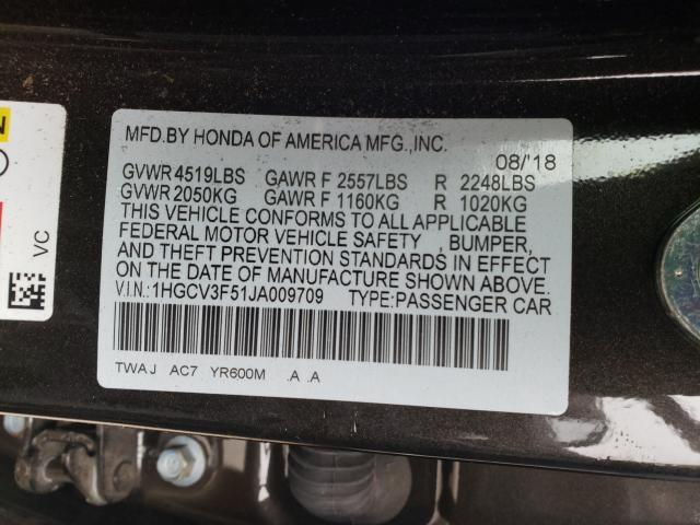 2018 HONDA ACCORD HYB 1HGCV3F51JA009709