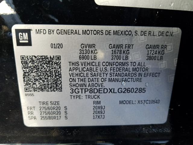 2020 GMC SIERRA C15 3GTP8DEDXLG260285