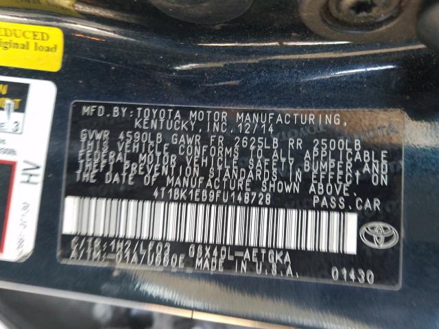 2015 TOYOTA AVALON XLE 4T1BK1EB9FU148728