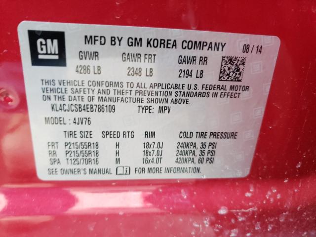 2014 BUICK ENCORE KL4CJCSB4EB786109