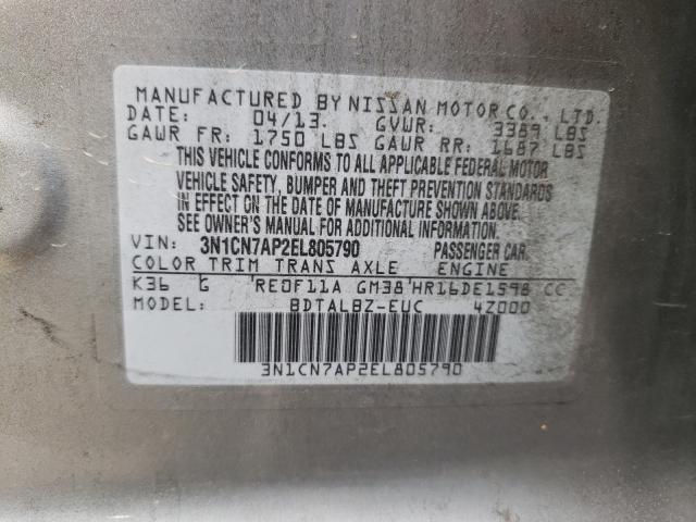 2014 NISSAN VERSA 3N1CN7AP2EL805790