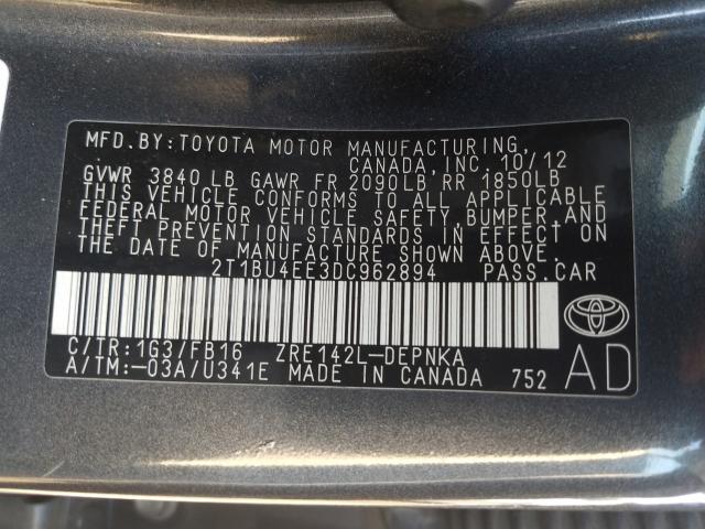 2013 TOYOTA COROLLA BA - 2T1BU4EE3DC962894