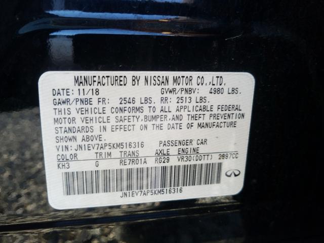 2019 INFINITI Q50 LUXE JN1EV7AP5KM516316