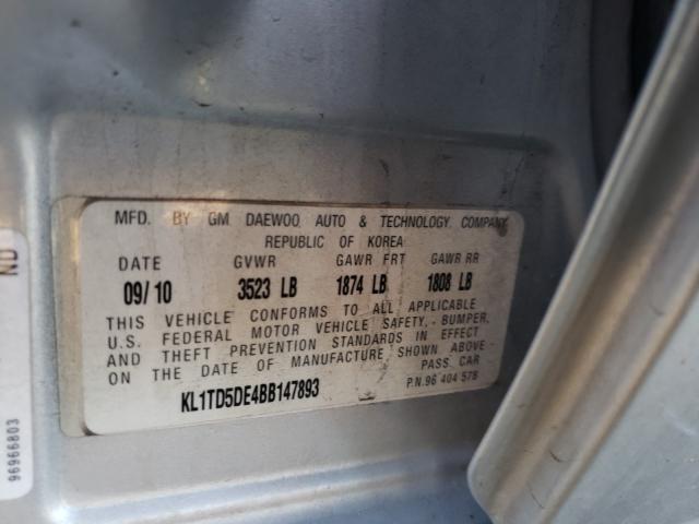 2011 CHEVROLET AVEO LS KL1TD5DE4BB147893