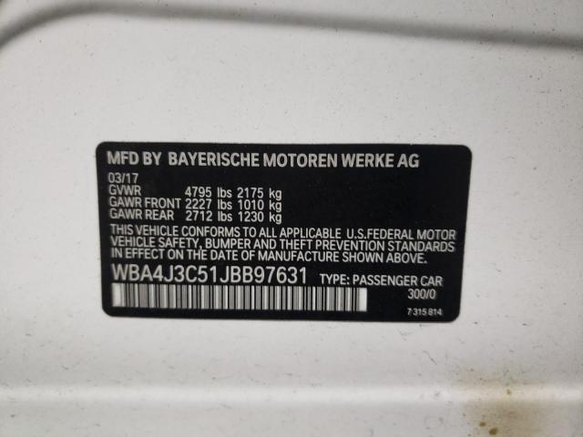 2018 BMW 430XI GRAN WBA4J3C51JBB97631