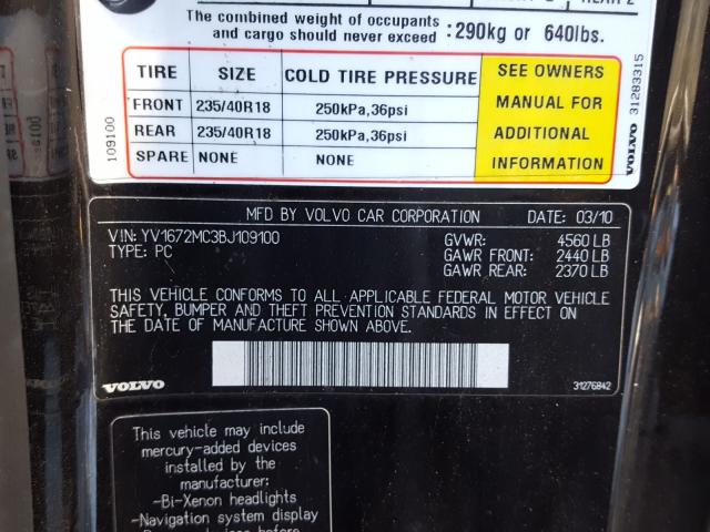 2011 VOLVO C70 T5 YV1672MC3BJ109100