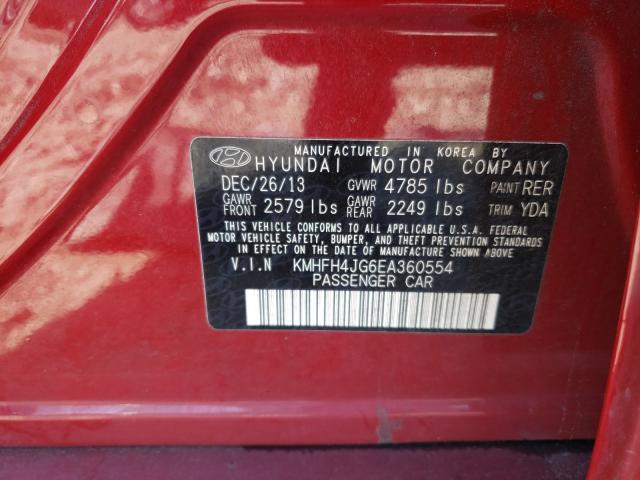 2014 HYUNDAI AZERA GLS KMHFH4JG6EA360554