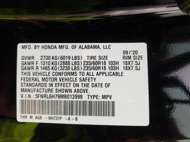 2021 HONDA ODYSSEY EX 5FNRL6H79MB013999