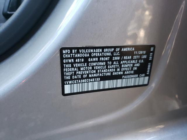 2014 VOLKSWAGEN PASSAT SEL 1VWCS7A36EC045133