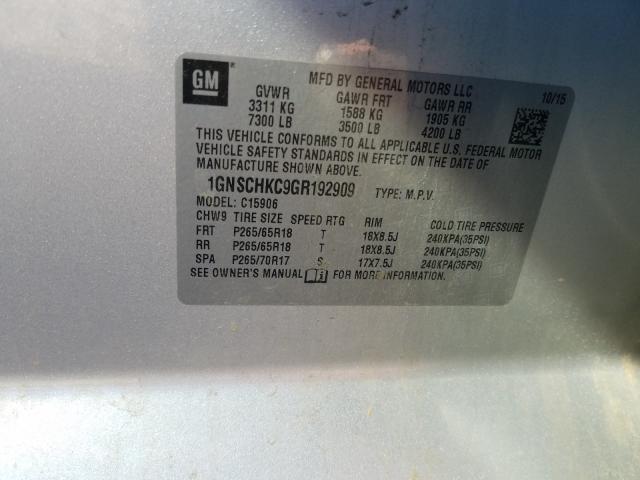 2016 CHEVROLET SUBURBAN C 1GNSCHKC9GR192909