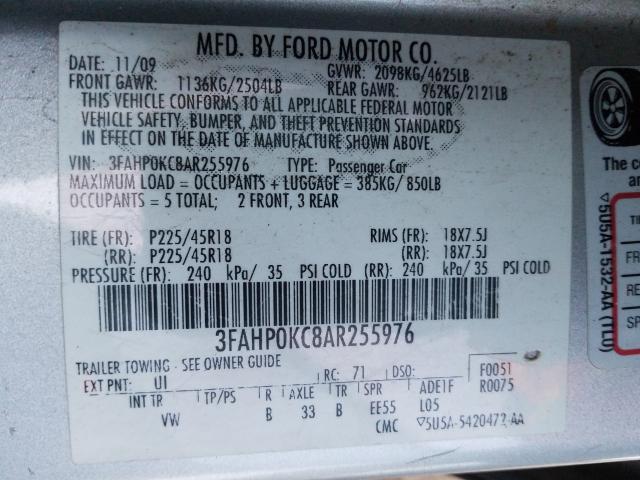 2010 FORD FUSION SPO 3FAHP0KC8AR255976