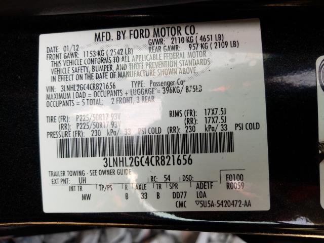 2012 LINCOLN MKZ 3LNHL2GC4CR821656