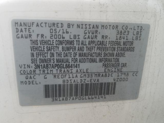 2016 NISSAN SENTRA 3N1AB7AP0GL664141