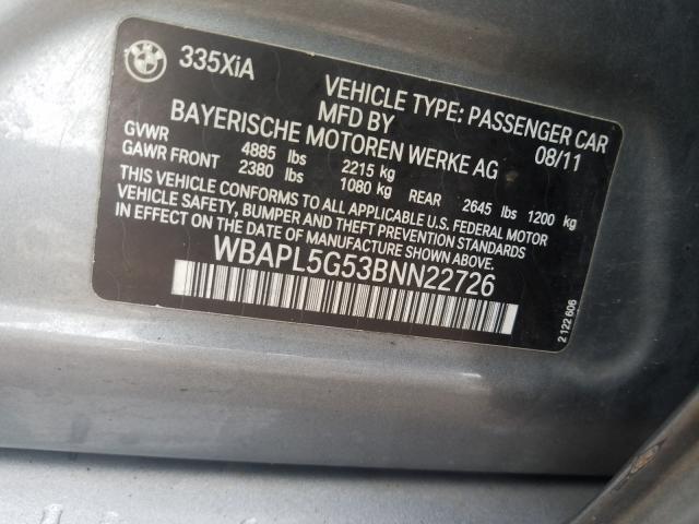 2011 BMW 335 XI WBAPL5G53BNN22726