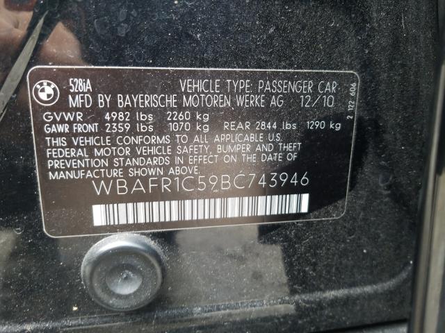 2011 BMW 528 I WBAFR1C59BC743946