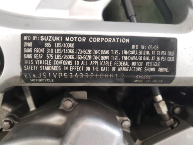 2003 SUZUKI SV650 JS1VP53A332106612