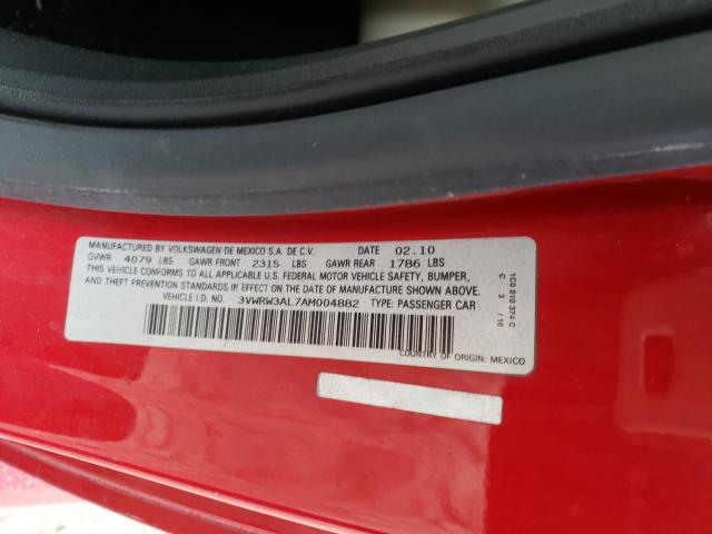 2010 VOLKSWAGEN NEW BEETLE 3VWRW3AL7AM004882