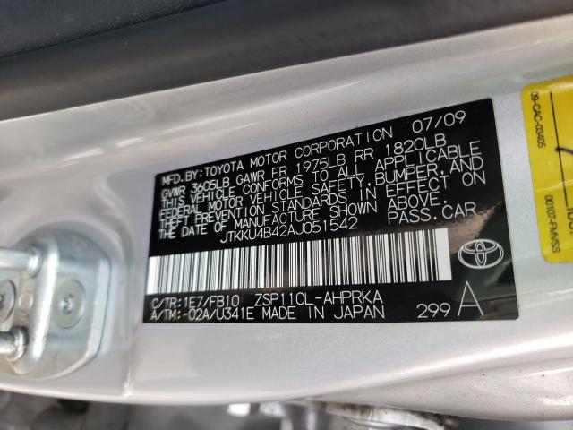2010 TOYOTA SCION XD JTKKU4B42AJ051542