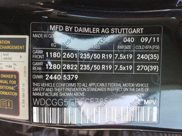 2012 MERCEDES-BENZ GLK 350 WDCGG5GB5CF785660