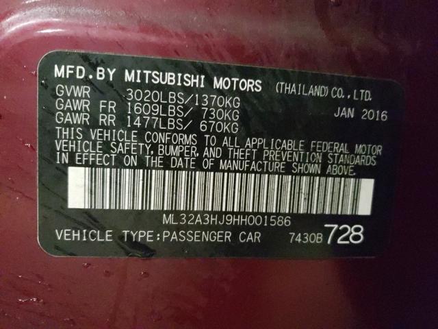 2017 MITSUBISHI MIRAGE ES ML32A3HJ9HH001586