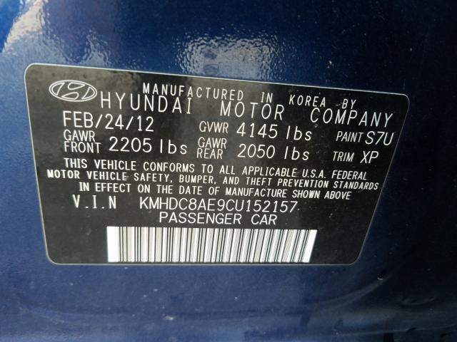 2012 HYUNDAI ELANTRA TO KMHDC8AE9CU152157