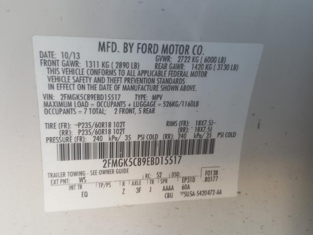 2014 FORD FLEX SEL 2FMGK5C89EBD15517