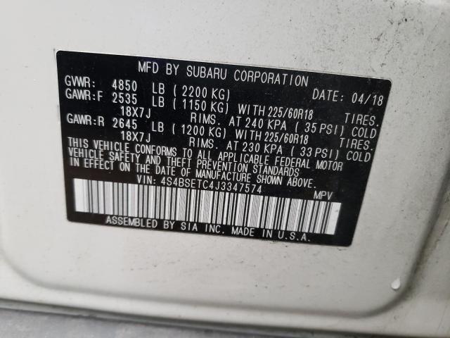2018 SUBARU OUTBACK TO 4S4BSETC4J3347574