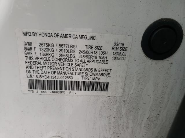 2018 ACURA MDX 5J8YD4H34JL012859