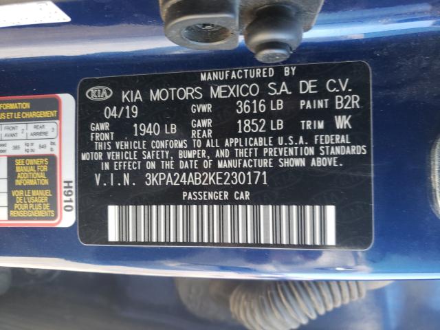 2019 KIA RIO S 3KPA24AB2KE230171