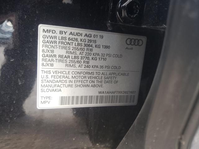 VIN WA1AHAF7XKD027607 2019 Audi Q7, Premium no.10