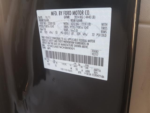 2012 FORD ESCAPE 1FMCU0E74CKB09301