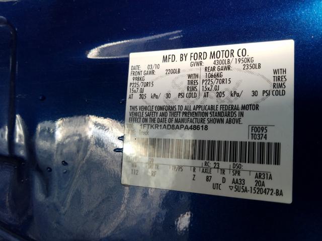 2010 FORD RANGER 1FTKR1AD8APA48618