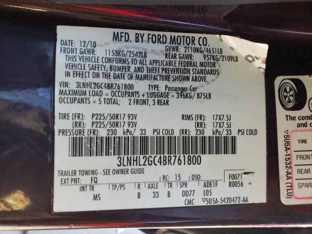 2011 LINCOLN MKZ 3LNHL2GC4BR761800