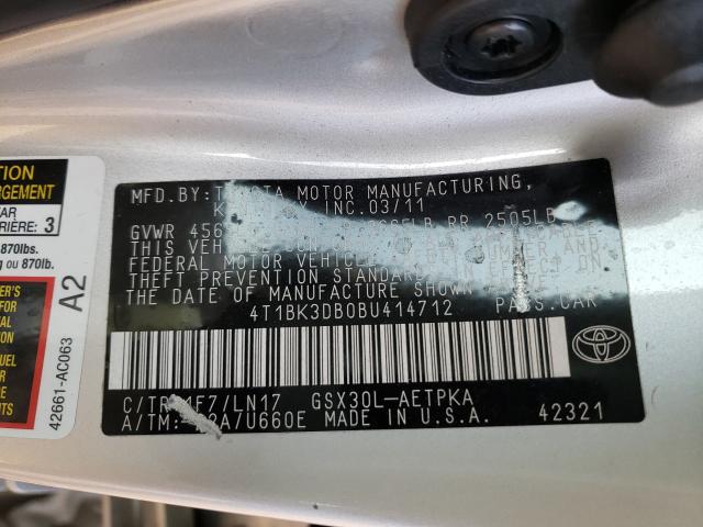 2011 TOYOTA AVALON BAS 4T1BK3DB0BU414712