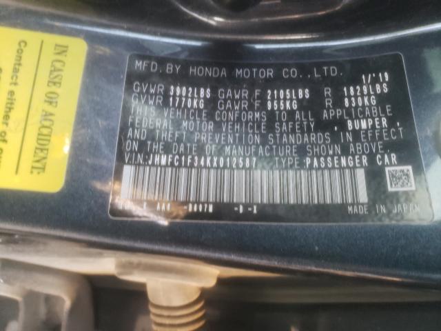 2019 HONDA CIVIC JHMFC1F34KX012587