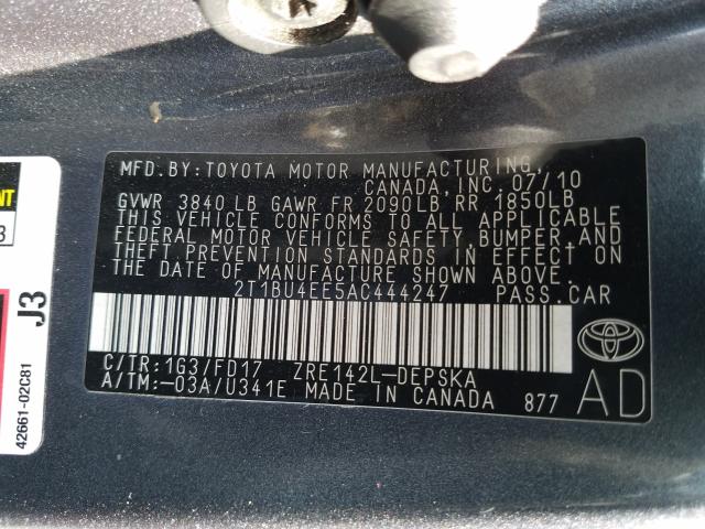 2010 TOYOTA COROLLA BA - 2T1BU4EE5AC444247