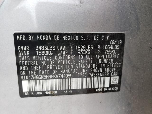 2019 HONDA FIT LX 3HGGK5H49KM744985