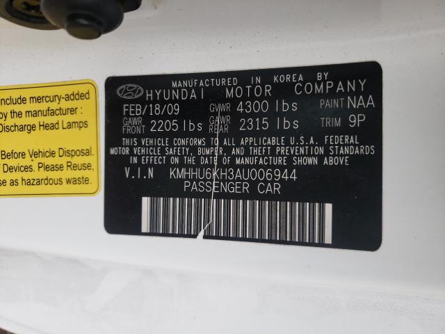2010 HYUNDAI GENESIS CO KMHHU6KH3AU006944