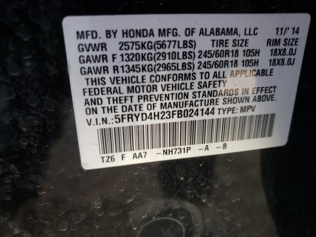 2015 ACURA MDX 5FRYD4H23FB024144