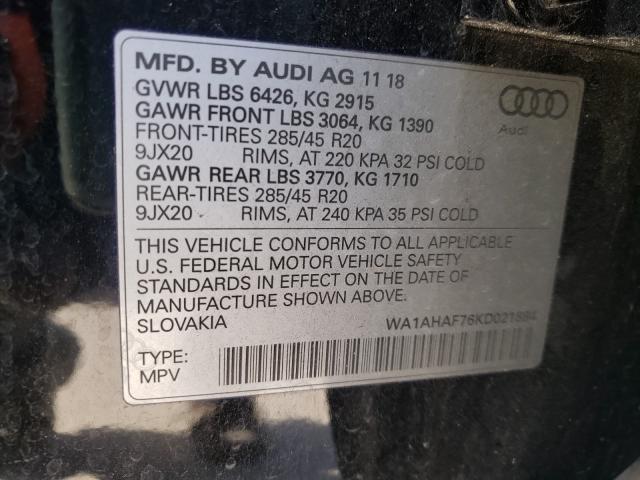 VIN WA1AHAF76KD021884 2019 Audi Q7, Premium no.10