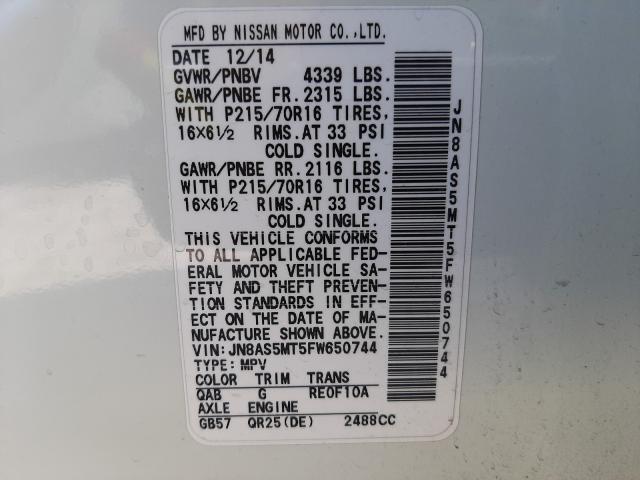 2015 NISSAN ROGUE SELE JN8AS5MT5FW650744