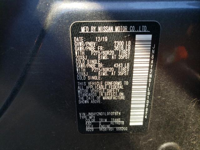 2020 NISSAN ARMADA SV JN8AY2ND1L9107874