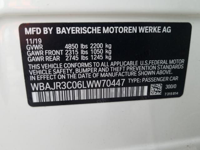 2020 BMW 530 I WBAJR3C06LWW70447