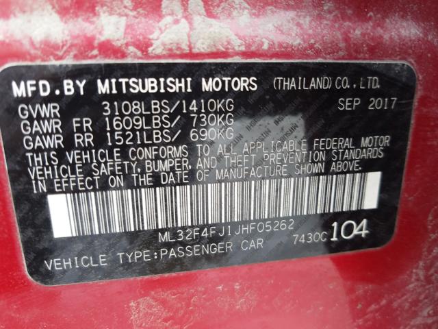 2018 MITSUBISHI MIRAGE G4 ML32F4FJ1JHF05262