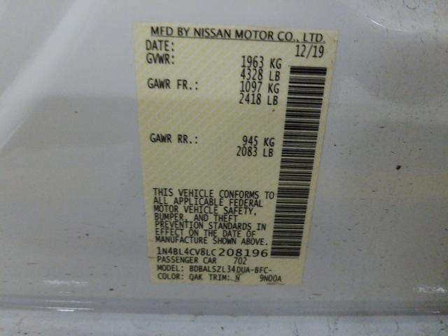2020 NISSAN ALTIMA SR 1N4BL4CV8LC208196